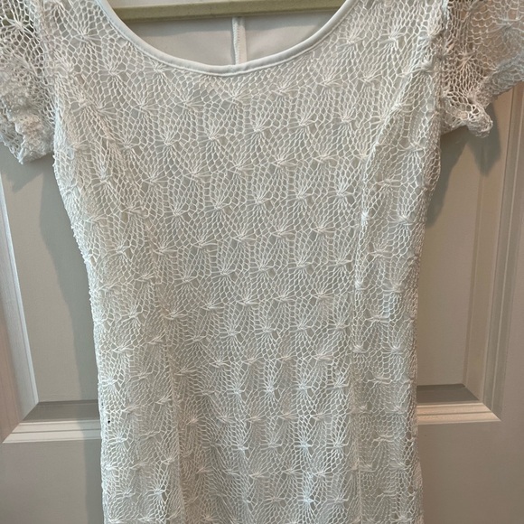 Rosegold Petite White Net Lace Overlay Dress - Picture 4 of 16
